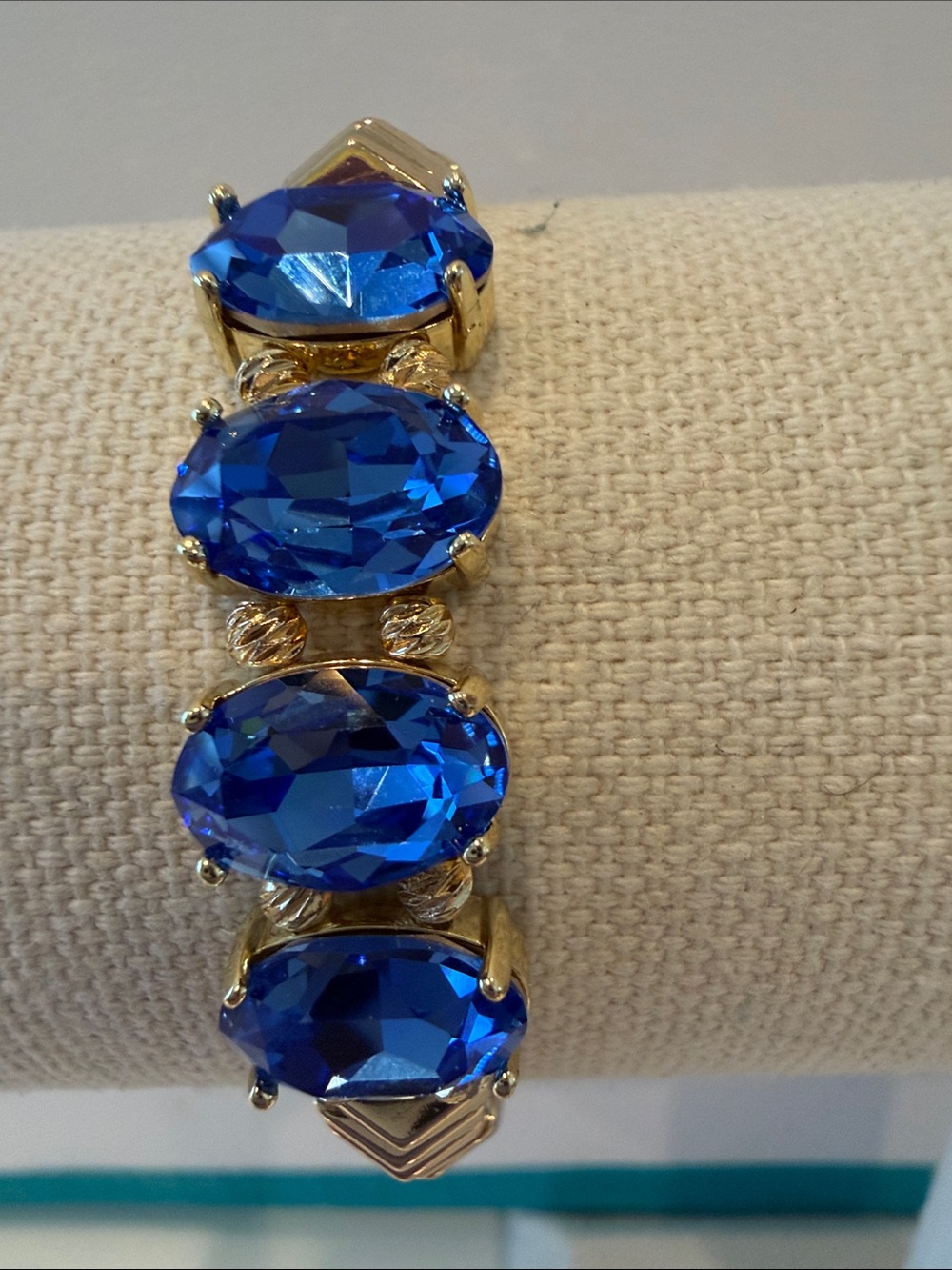 Gold-Tone Bracelet with Deep Blue Oval Stones
